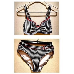 Freya navy and white striped retro bikini set 30 DD/small